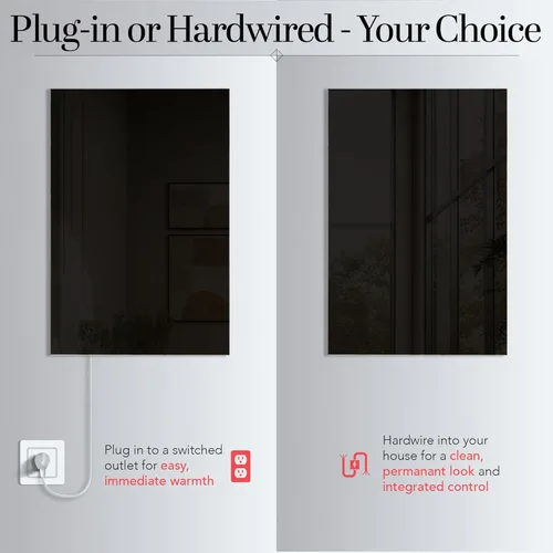 Miniatura 3 de Panel de calentador de pared infrarrojo de vidrio negro 600 W, panel de calor radiante eléctrico de 24 x 35 pulgadas, calentador de espacio