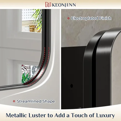 Miniatura 6 de Keonjinn Gabinetes de medicina delgados negros de 15 x 36 pulgadas, botiquín lateral estrecho para baño con espejo, marco de acero inoxidable