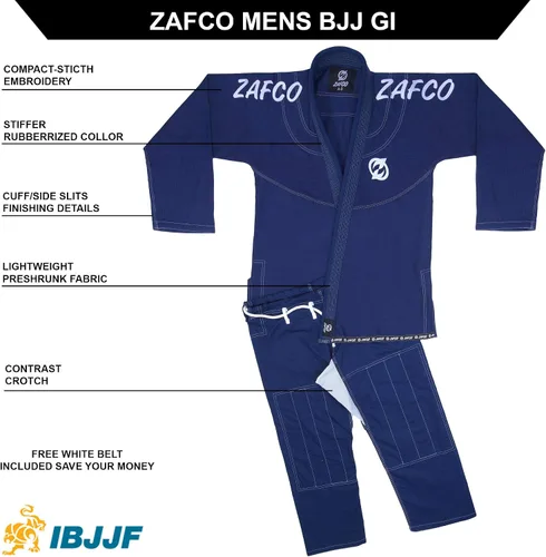 Miniatura 3 de Jiu Jitsu Gi BJJ Gi brasileño para hombre uniforme de Kimonos ligero preencogido con cinturón blanco