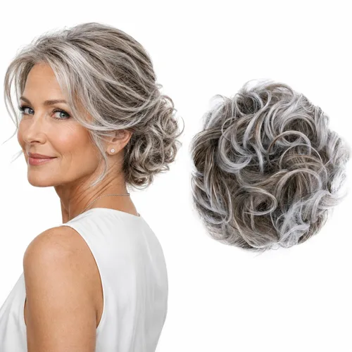 Miniatura 20 de CAISHA Postizo Grande Scrunchy Recogido Peinado Nupcial Rizado Moño Despeinado Marrón Chocolate Oscuro G2E