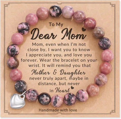 HGDEER Valentines Gifts for Women, Natural Stone Bracelet for Mom Grandma Aunt Mother in Law Nana Boyfriend Mom