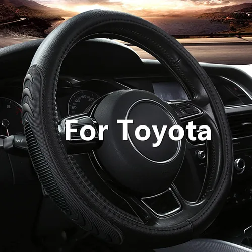 Miniatura 9 de Yangday Funda de cuero para volante de automóvil para Toyota RAV4, Corolla Camry Highlander, 14.5-15 pulgadas, funda antideslizante y transpirable