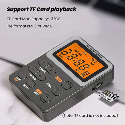 Miniatura 3 de Radio AM/FM de bolsillo con la mejor recepción, radio recargable portátil con auriculares, reproductor de MP3, mini pantalla de bloqueo estéreo