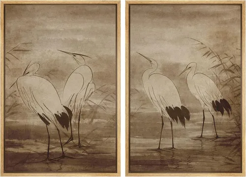 Miniatura 126 de MUDECOR Lienzo enmarcado para pared, bosque brumoso, reflejos, paisaje tranquilo, ilustraciones modernas, arte decorativo, bohemio, tranquilo/zen