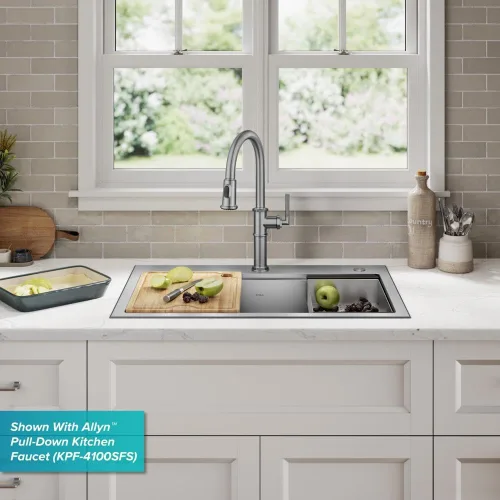 Miniatura 14 de KRAUS KWT311-25 Kore - Fregadero de cocina con estación de trabajo de 25 pulgadas, empotrado, acero inoxidable de calibre 16, con reborde integrado