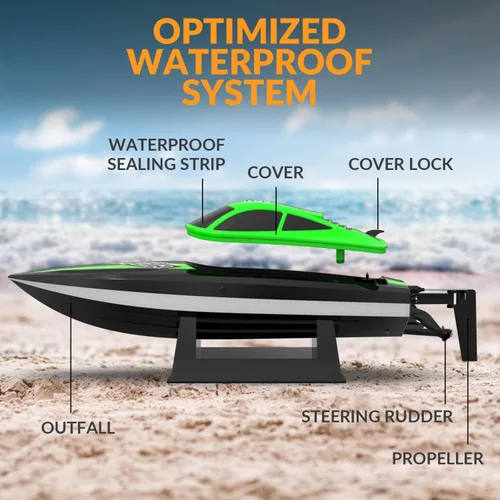 Miniatura 6 de VOLANTEXRC Barco RC a control remoto rápido de 20 MPH para adultos, barcos de juguete de 2.4 GHz para piscinas y lago con 2 baterías recargables
