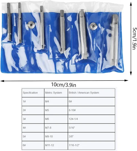 Miniatura 2 de LiebeWH Juego de extractor de grifos de acero con cabeza rota para trabajos de reparación diaria en el hogar (6 piezas)