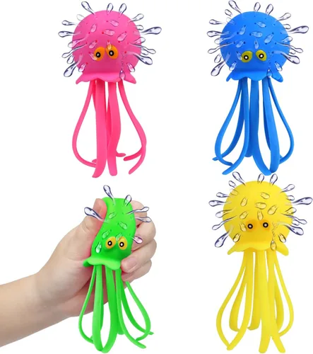 Miniatura 8 de uvitaya - 4 bolas de agua de pez globo, juguetes sensoriales para aliviar el estrés flotantes, juguetes de piscina para niños, bolas de agua