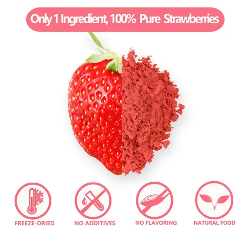 Miniatura 3 de Polvo de fresa liofilizado prémium de 1 libra/15.98 oz, 1 ingrediente, sin azúcar añadido, polvo de fresa 100% natural para hornear, sin aditivos.