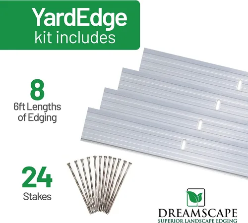 Miniatura 2 de Dreamscape YardEdge Kit de bordes de aluminio para paisajismo – 8 tiras, 6 pies cada una (48 pies en total), acabado de molino – Borde de paisajismo