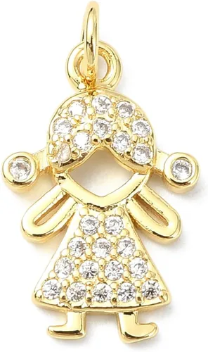 Miniatura 8 de Stiesy 10 dijes de circonita cúbica transparente de Virgen María, chapados en oro de 18 quilates, dije religioso para rosario, collar, joyería, Flor