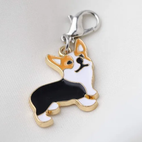 Miniatura 2 de FEELMEM Corgi Perro Cremallera Colgante Clip En Charm Animal Joyería Regalo Para Mascotas Amante Mamá