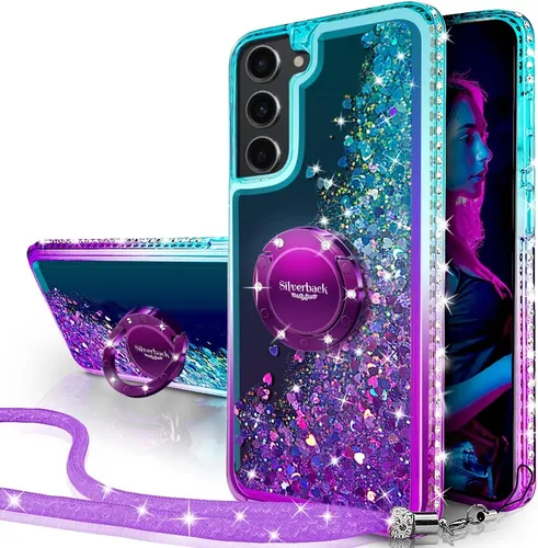 Miniatura 11 de Silverback Funda protectora delgada para Samsung Galaxy S22 Ultra para Samsung Galaxy S22 Ultra 5G, con purpurina holográfica líquida en movimiento