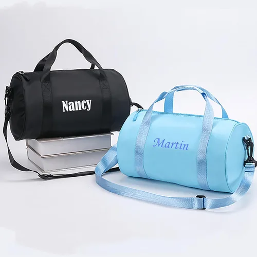 Miniatura 2 de Bolsa de lona personalizada, nombre bordadopatrón deportivo, bolsa de viaje con compartimento para zapatos, regalo personalizado para hombres