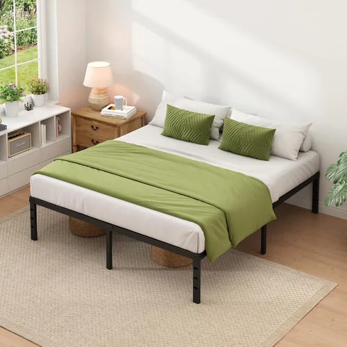 Miniatura 5 de NEW JETO - Base de cama metálica, base de cama tamaño Queen con espacio de almacenamiento, base de colchón resistente y robusta, fácil montaje,