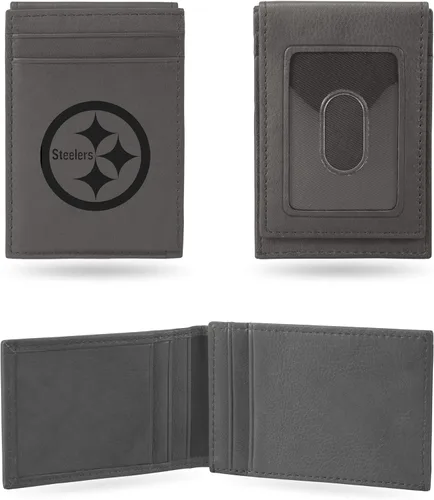 Miniatura 21 de Rico Industries - Cartera de bolsillo frontal con grabado láser NFL de fútbol, gris, compacta/cómoda/delgada