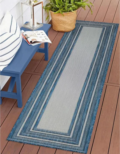 Miniatura 21 de Liora Manne Carmel - Alfombra tejida de perfil bajo de fácil cuidado para interiores y exteriores, color aguamarina, 6 pies 6 pulgadas x 9 pies 4