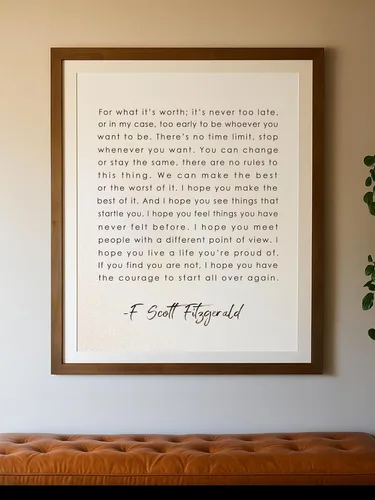 Miniatura 6 de F Scott Fitzgerald Quotes - "For What It's Worth" - Imagen inspiradora de arte de pared, decoración de pared para sala de estar, decoración floral