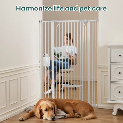 Miniatura 3 de Ostutry Puerta para gatos extra alta de 53 pulgadas para puerta, sin perforaciones, puerta de perro de 29.5 a 40.1 pulgadas de ancho con puerta