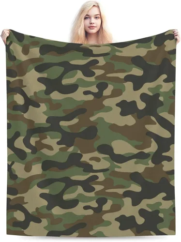 Miniatura 6 de Manta de forro polar de camuflaje militar, ultra suave, acogedora, manta de franela decorativa de camuflaje militar para el hogar, cama, sofá