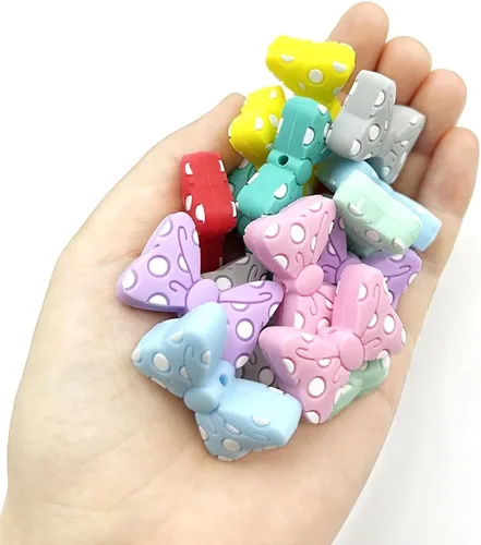 Miniatura 7 de 16 cuentas de lazo de silicona con forma de lazo, cuentas focales con forma de lazo para bolígrafos, llavero, fabricación de pulseras, fabricación