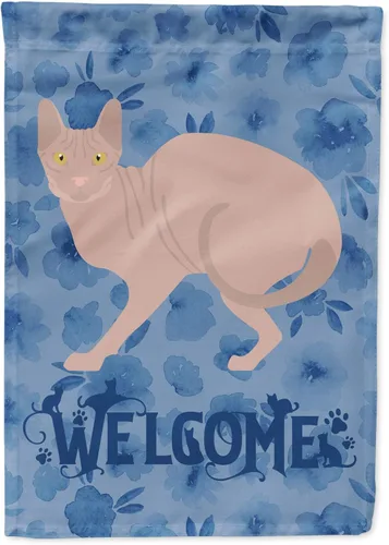 Miniatura 239 de Caroline's Treasures CK4813CHF - Bandera de bienvenida con gato abisinio azul, manga grande, para porche, para colgar en la pared, poliéster