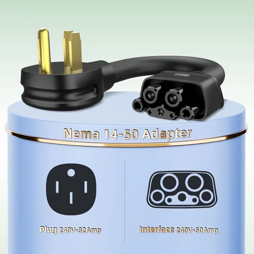 Miniatura 2 de Adaptador NEMA 14-50 para conector móvil Tesla Gen 2, adaptador de carga rápida EV de 240 V 32 A, cable resistente de 11 pulgadas, seguro