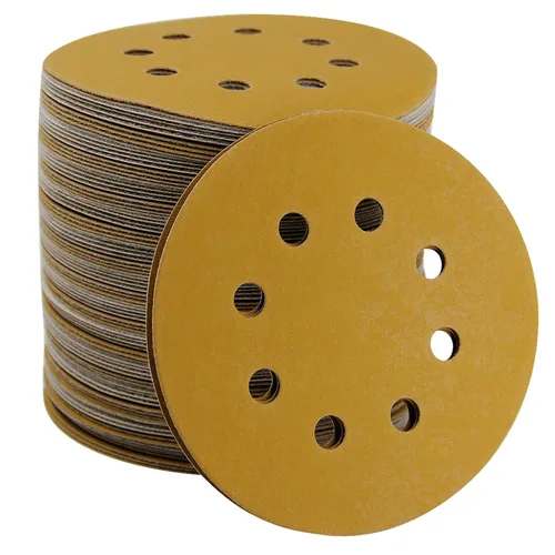 Miniatura 12 de Discos de lija de 5 pulgadas con 8 agujeros de gancho y bucle, discos de lija orbital, juego de papel de lija redondo de 100 piezas, incluye granos