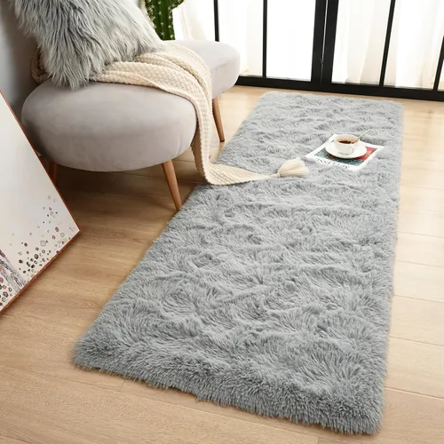 Miniatura 41 de Terrug Alfombra Corredor Negra Esponjosa para Dormitorio, 2x6 Pies Lindas Alfombras de Área de Pelo Largo para Pasillo, Alfombra de Felpa Suave