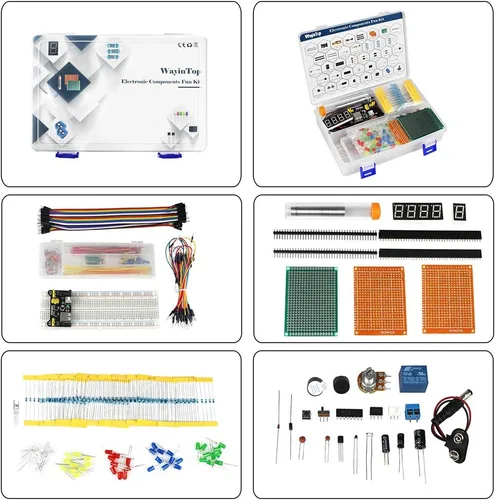 Miniatura 7 de Kit de Componentes Electrónicos de Diversión con E-Book, Kit de Inicio Electrónico Actualizado con Tablero de Montaje de Cables Puente, Kit