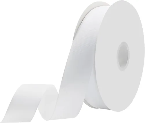 Miniatura 67 de Cinta blanca de grogrén de 1-1/2 pulgadas x 50 yardas para envolver regalos, muy adecuada para decoración de bodas, ramos, manualidades, costura