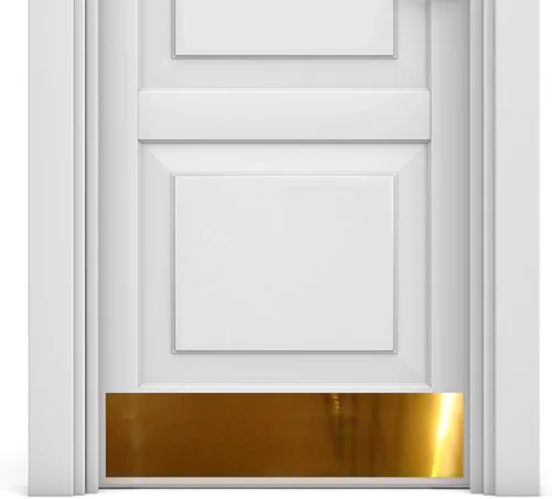 Deck the Door Decor | Placa para puerta – Aluminio anodizado – Montaje con tornillo – Negro satinado, níquel satinado, latón brillante y acabado de