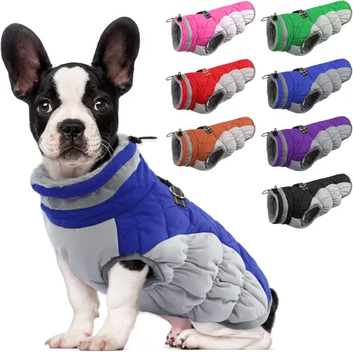 Miniatura 66 de Lelepet Abrigo cálido para perro, abrigo de invierno para perro, chaqueta impermeable para perros con arnés incorporado, chaleco reflectante
