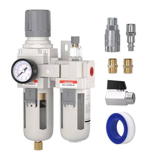 Miniatura 10 de AIRZOE 1" NPT Regulador de Filtro de Aire Comprimido Lubricador Combo, Separador de Agua para Compresor de Aire AC5010-10, Elemento de Latón de 5