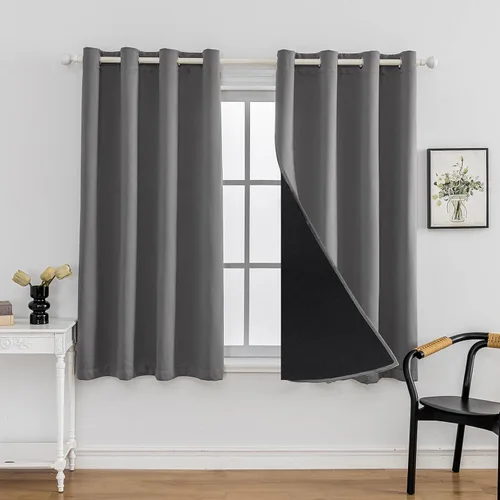 Miniatura 17 de Anytime Juego de 2 paneles de cortinas 100% opacas, con aislamiento térmico para dormitorio, paneles de sombreado completo