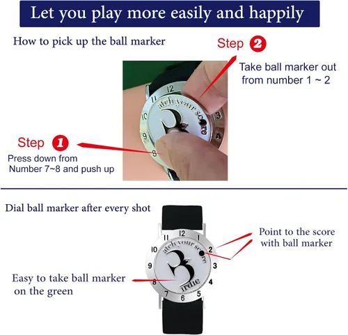 Miniatura 4 de Marcador de pelota de golf con pulsera de contador de trazos de golf, marcador de pelota Birdie, accesorios de golf para hombres y mujeres, regalos