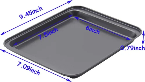 Miniatura 2 de Bandeja para hornear pequeña antiadherente de 9.45 x 7.09 pulgadas (interior 7.5 x 6), bandeja mini para galletas de 8 pulgadas, molde para horno
