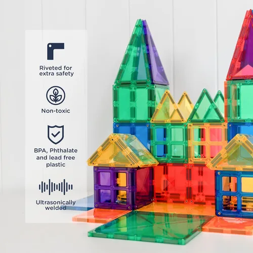 Miniatura 3 de Connetix Fichas Magnéticas Paquete Creativo Arcoíris, 102 Piezas