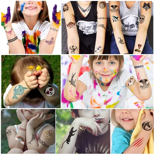 Miniatura 7 de Yazhiji 36 hojas de tatuajes temporales para niños, niñas, adultos, grandes recuerdos de fiesta y decoraciones