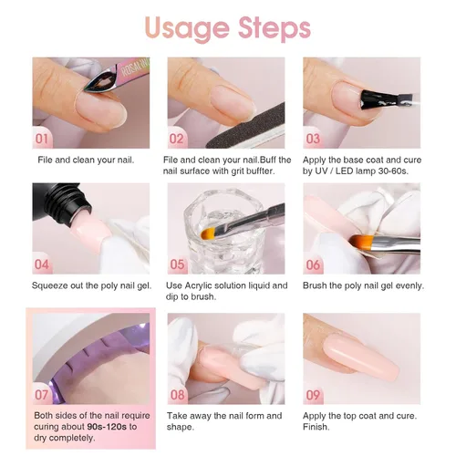 Miniatura 9 de ROSALIND Pink Poly Gel de uñas de 2 onzas, gel de extensión de polietileno nude para uñas natural constructor de uñas, gel rosa, extensión