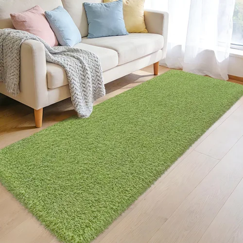 Miniatura 14 de Alfombras suaves para dormitorio, alfombra de pasillo de 2 x 6 pies, alfombra de felpa lanuda antideslizante para mesita de noche, sofá, sala