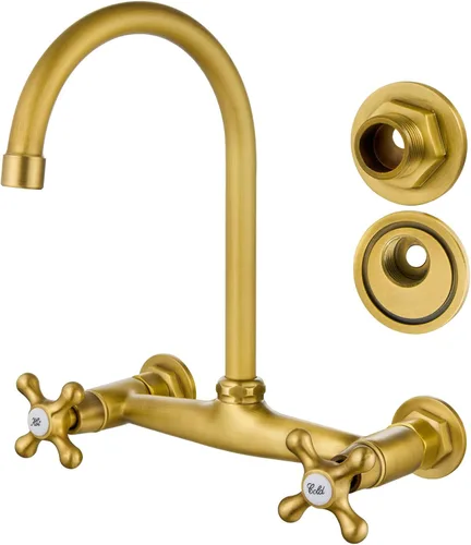 Airuida Grifo de fregadero de cocina de montaje en pared, grifo central de 8 pulgadas, grifo de cocina comercial montado en la pared, mezclador de