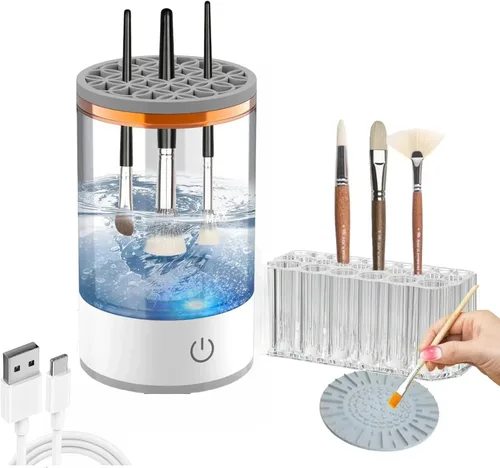 Limpiador eléctrico de pinceles de pintura, taza de enjuague, enjuague de pinceles para pintura, enjuague de limpieza de pinceles para acrílico,