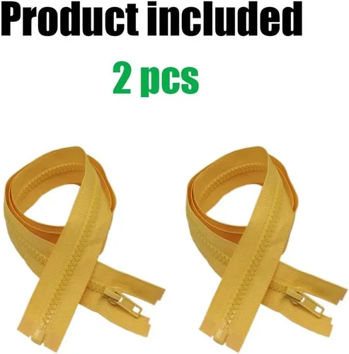 Miniatura 3 de YaHoGa 2 piezas cremalleras separadoras #5 de 30 pulgadas para coser abrigos y chaquetas, cremalleras de plástico moldeado amarillo a granel
