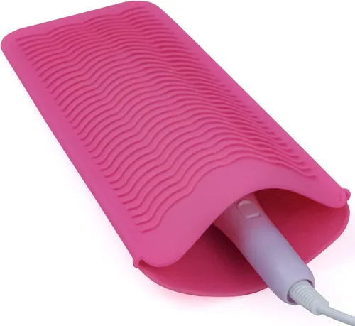 Miniatura 11 de Bolsa de silicona resistente al calor para alisadora de cabello, rizador, plancha plana y herramientas de cabello caliente, 2 unidades, color negro