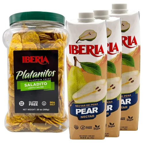 Miniatura 2 de Iberia Chips de plátano ligeramente salados, 20 onzas + néctar de mango Iberia 33.8 fl. oz, (paquete de 3)
