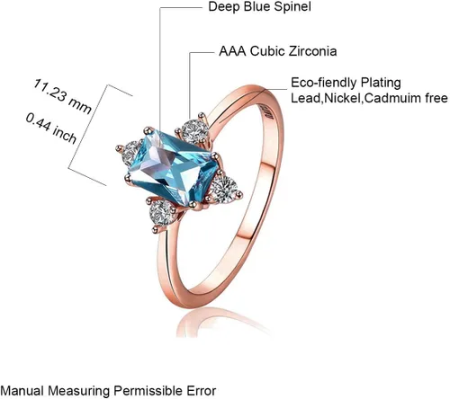 Miniatura 6 de LAZLUVU 2 juegos de anillos de compromiso tamaño 6, anillos de topacio azul, anillos de promesa de circonita cúbica para mujeres y niñas, anillos