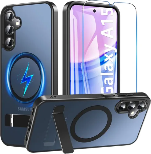 Miniatura 16 de OWKEY Funda para Samsung Galaxy A37/A36 Bark Phone Pro 5G con soporte, magnética, a prueba de golpes, para Magsafe translúcida mate, transparente