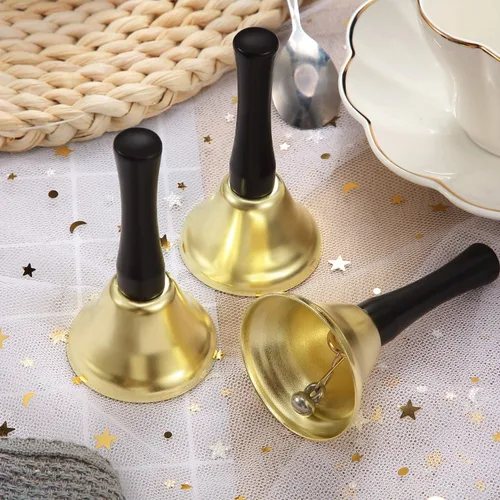 Miniatura 6 de 24 campanas de mano de acero plateado, mango de madera negra, campanas de metal diatónico, percusión musical (dorado)