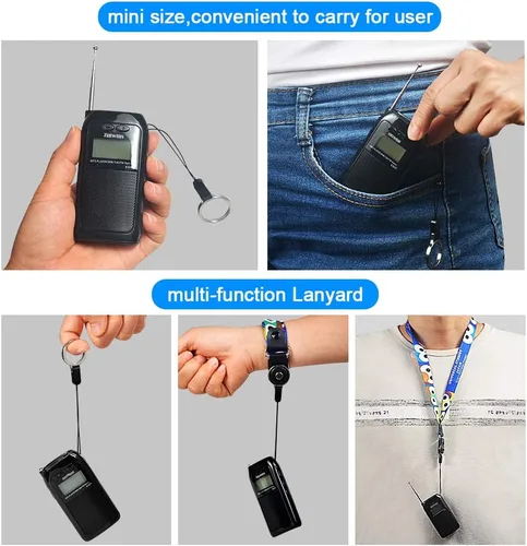 Miniatura 6 de ZHIWHIS Radio portátil, radio FM AM SW transistor estéreo LCD pantalla digital de bolsillo Walkmen Radio MP3 WAV Reproductor Soporte TF Tarjeta